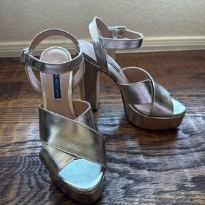 Stuart Weitzman Dayna Metalic Platform Sandals